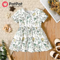 PatPat Baby Girl Clothes All Over Rabbit Print Solid Ribbed Short-sleeve Dress. 