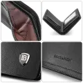 【ZIME】Bostanten Men's Cow Leather Bifold Wallet with Deluxe  Flip Pocket (Black). 