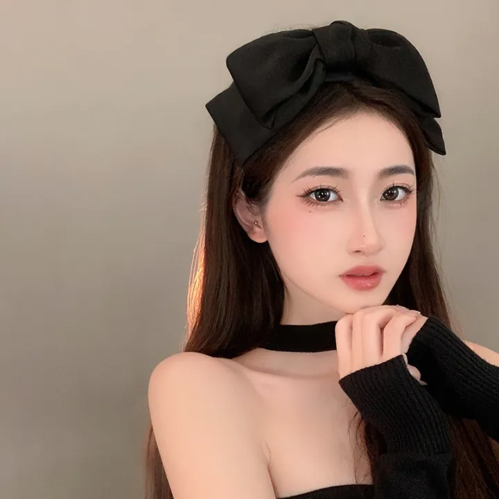 Sweet%20Black%20Bow%20Knot%20Hairband%20Temperament%20Elegant%20Headband%20For%20Women%20Korean%20Style%20Fashion%20Headdress%20Girls%20Hair%20Accessories%20-%20Image%205