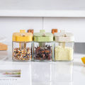 Glass seasoning box kitchen seasoning bottle flip spoon seasoning bottle light seasoning jar box combination set. 
