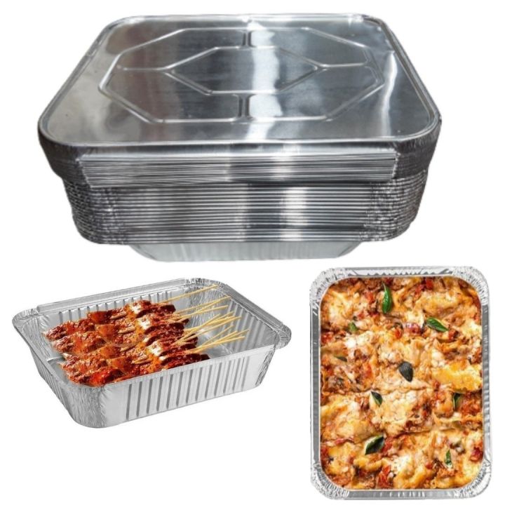 10/25pcs 3500ml Rectangular Tinfoil BBQ Special Thickened Bowl Tray And For Baking Disposable Aluminum Foil Packaging Box.