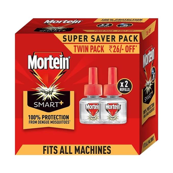 Mortein 45ml x 2, SmartPlus Mosquito Repellent Refill | Mosquito Repellent & Killer | 100% Protection from Dengue Mosquitoes, Pack of 2