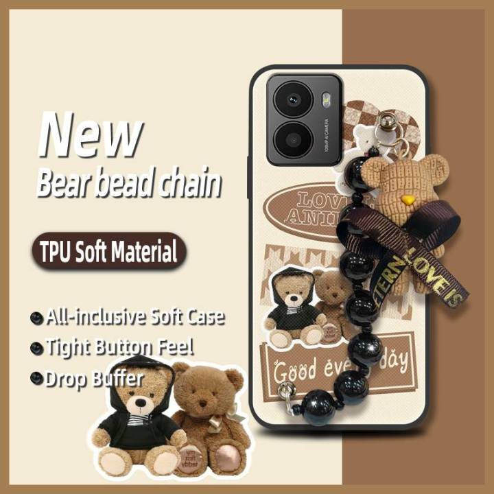 soft case Bear bracelet Phone Case For Nokia HMD Fusion protective case phone case Waterproof Black pearl pendant cute