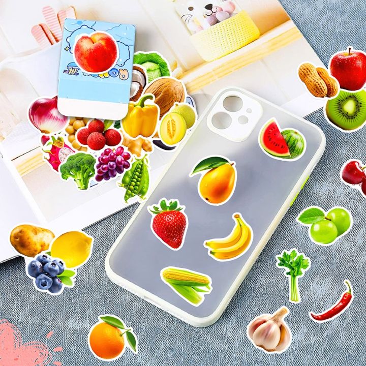 Vegetable Lettering Labels 10/50Pcs Realistic Fruits Vegetables Varied Stickers Pack for Kids ...