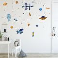 Spaceship Space Rocket Flying Saucer Alien Wall Stickers For Kids Rooms Bedroom Decorations Wallpaper Mural Art Decals Stickers. 