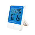 Digital Thermo-Hygrometer Ther-mo-meter Hygrometer Indoor Room Temperature Humidity Gauge Meter Alarm Clock LCD Display with Backlight for House Office Hotel. 