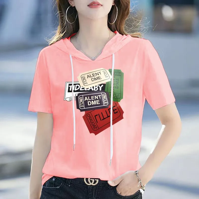 Isermeo Womens Oversized Short Rolled Sleeve Summer Hoodie T