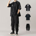Three-Piece Men's Clothing Summer Suit Korean Fashion Junior High School Boys Clothes All-Matching and Handsome Leisure Cargo Pants. 