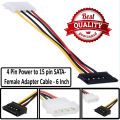 Molex 4-pins LP4 Male to SATA 15-pins Power Adapter Converter Cable Cord for ATX 12V/5V and Hard Drive Disk HDD / SSD ,Cable 6 inches. 