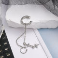 Crystal Tassel Non-Piercing Cuff Ear Clip Earring For Women Rhinestone Star Cartilage Jewelry. 