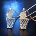 Hop Style Basketball Pendant Necklace Trendy Sterling Pendant Size Men'S Jewelry Rope Chain Design -Plated Rope Chain. 