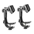 Shockproof Mount 2PCS Adjustable Mic Clip on Drum Rim Microphone Clamp Stand Holder Microphone Clip. 