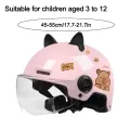 Cute Capybara Sticker Electric Bicycle Helmet Sunscreen Breathable Cycling Helmet with 3D Cat Ears Safety Motorcycle Half Helmet for Kids. 