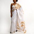 Gold Foliage Batik Saree. 