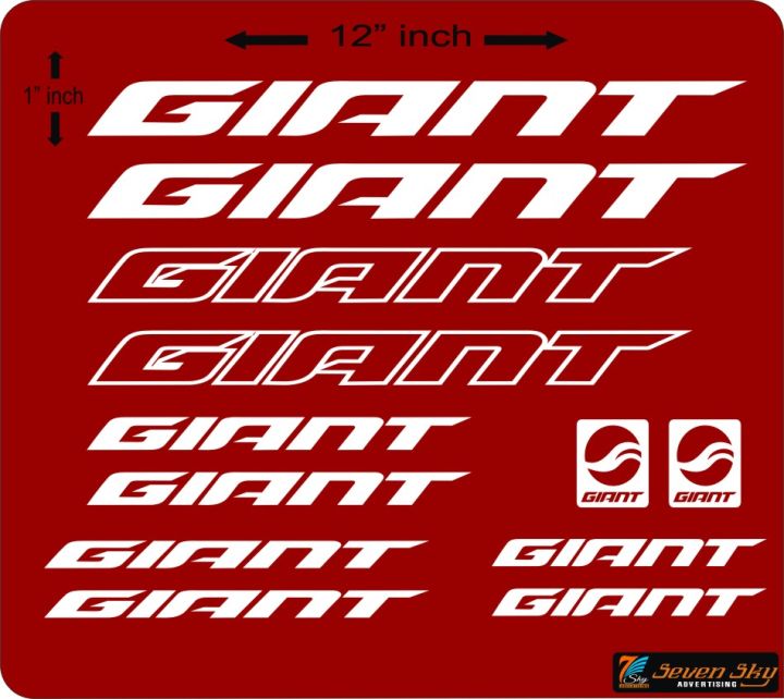 Push Bike Cycle Stickers GIANT Mountain Bike Luminous Reflective White Plotter Cutting Stickers 10 Piece Full Set