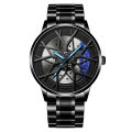 Fashion Mens Car Wheel Watches Luxury Stainless Steel NOT ROTATE. 