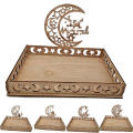 Eco friendly Eid Mubarak Tray Lightweight 22.5*15cm Food Holder Ramadan Tray Wooden Wooden Tray for Ramadan Kareem Celebration Eid Al Adha Festivities Party Servingware Gatherings. 