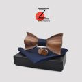 New design 3D Wooden tie Pocekt Square Cufflinks Fashion wood bow tie wedding dinne Handmade corbata Wooden Ties Gravata set. 