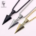 Sunny Arrowhead Pendant Men Necklace Vintage Alloy Chain Spearpoint Necklace Fashion Accessories. 
