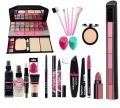 SHISHI Makeup Kit with 5 Pink Makeup Brushes, 3in1 Combo, 36H Eyeliner, Kajal, Compact, 5in1 Lipstick, Fixer, Primer, Contour, Foundation, 3 Makeup Puffs - (Pack of 20). 