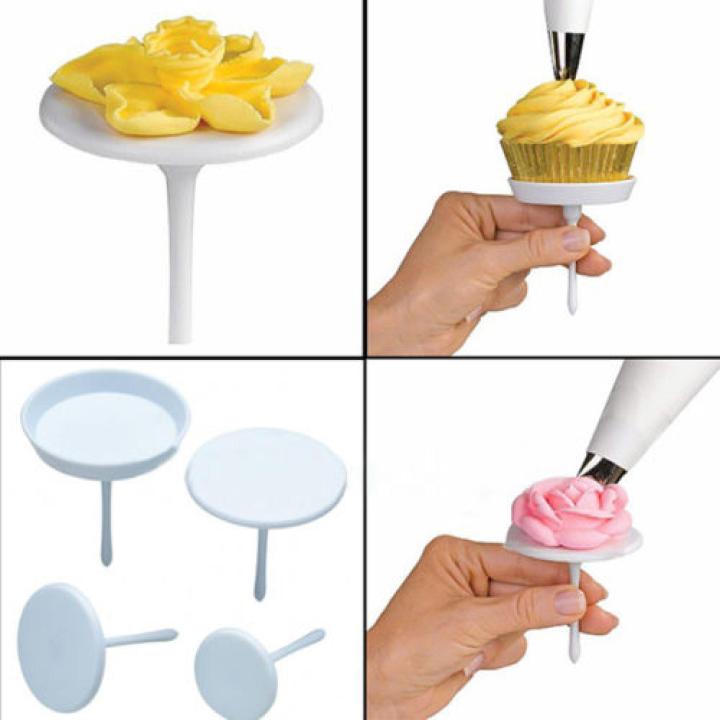 4PCS Cake Cupcake Stand Icing Flower Nails Set Sugarcraft Decorating Tool