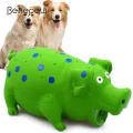 Benepaw Durable Dog Chew Toys For Medium Large Dogs Squeaker Eco-friendly Soft Rubber Pig Toy Pet Interactive Relieve Anxierty. 