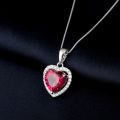 Potiy Heart Shape 3.6ct Created Ruby Pendant Necklace No Chain 925 Sterling Silver for Women Daily Wedding Party Jewelry. 