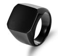 Titanium Hip Hop Stainless Steel Square Wide Ring for Men, Silver and Black, Sizes 8-11. 