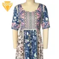Printed Bohemian Dress Bohemian Style Summer Midi Dress with Side Pockets for Women Ethnic Print A-line Loose Hem Soft Daily Wear Lightweight Dress. 