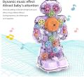 Transparent Gear Robot Boys and Girls Art Creativity Light Up Transparent Toy Robot for Kids Colorful Moving Gear Toy Robot with Music and LED Effect with Universal Wheels Fun Educational Toy Gift for. 