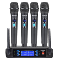 Professional BOMGE 4 channel wireless microphone System Cordless Mic Set With Four Handheld Mics Fixed Frequency, Long Range 200ft. 