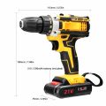 21V Cordless Electric Drill Brush Motor 2 Speeds Adjustment 18 Gears of Torque Adjustable Holes Drilling Machine. 