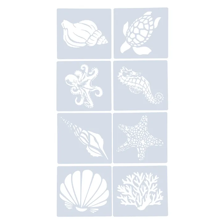 Chaoshihui%208pcs%20Painting%20Stencils%20Set%20Sea%20Animal%20Pattern%20Drawing%20Template%20DIY%20Hollow%20out%20Stencil%20-%20Image%204
