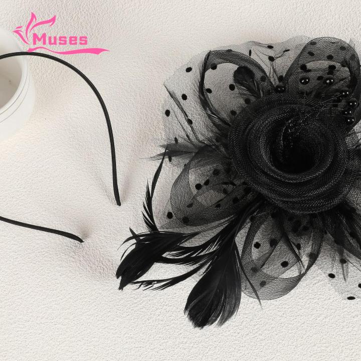 Muses%20Mall%20Flower%20Feather%20Headband%20Vintage%20Floral%20Headband%20with%20Feathers%20Pearls%20for%20Prom%20Wedding%20Parties%20Women's%20Retro%20Hair%20Accessories%20Retro%20Mesh%20Headdress%20-%20Image%205