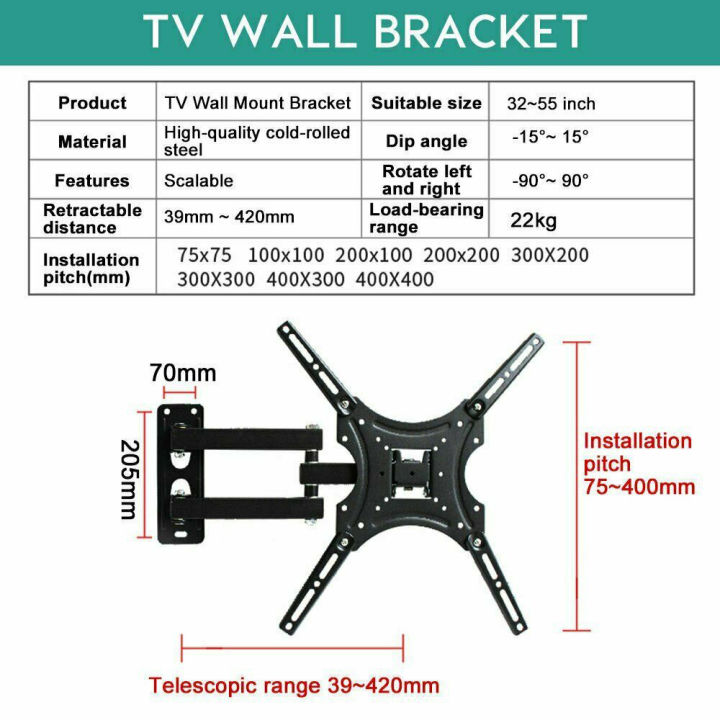 Tcl 55 Inch Tv Wall Mount Instructions TV Wall Mount Bracket 32-55 Inch LED LCD Full Motion TV Bracket Wall
