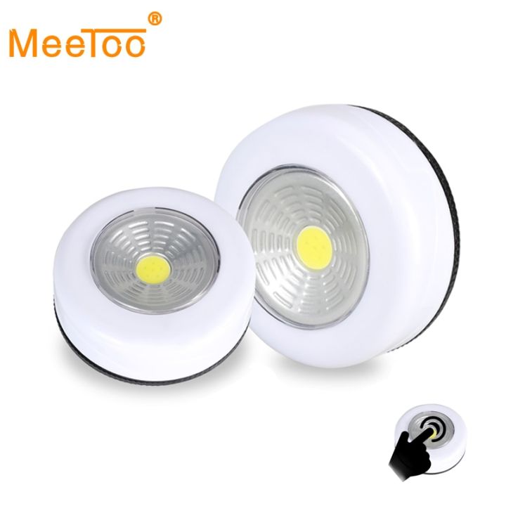COB LED Cordless Stick Tap Wardrobe Touch Light Lamp 3W Battery Powered Kitchen Cabinet Closet Push Tap Home Stick On Lamp Blub