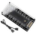 Computer Fan Hub Controller for Game Chassis 10-in-1 Hub for ARGB PC Case Game Computer Fan and LED Strip Controller. 