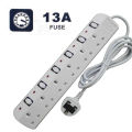 5 Way Plug Socket Outlets with 3 Meter Extension Cord Universal Power Strip Wire Charger for Home Bedroom Office Living Room 13A Fuse Surge with Separate Single Switch Indicate light Max 13A Surge Protector Power 3250W AC 250V Electrical Extension Wire. 