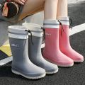 Rain Shoes Women's Outdoor Non-Slip Mid-High Tube Pink Rain Boots Women's Waterproof Rain Boots Fashion Work Rubber Shoes. 