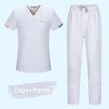 V Neck Nurse Work Suits Scrub Uniform Operating Room Doctor Workwear Scrubs Set Top Pant Solid Color Nursing Uniforms Women Men. 