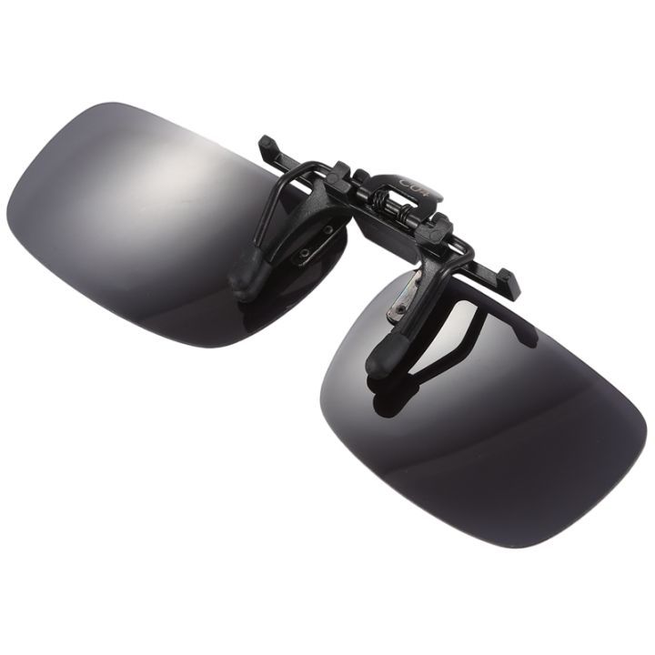 Polarized%20Rimless%20Rectangle%20Gray%20Lens%20Flip%20Up%20Clip%20on%20Sunglasses%20Eyeglass%20-%20Image%205