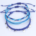 Bohemian Bracelet Fashion Accessory 3pcs Set Adjustable Wax Thread Bracelet Surf Style Sequin Detail Braided Anklet for Beachwear Surfing Accessory Teen Girls Jewelry Gift Vacation Fashion. 