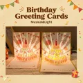 Birthday Surprise Musical and Light Musical Birthday Greeting Cards Led Creative Birthday Cake Postcards Hollow Paper Carving with Envelope Luxurious Foil Stamping Cards Birthday Gift. 