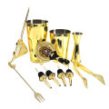 11 PCS Cocktail Shaker Set with Boston Shaker Cup Stainless Steel Cocktail Mixology Kit with Bartender Shaker Hawthorne/ Fine Mesh Strainer Jigger Liquor Pourer Mixing Spoon & Fork Ice Tong Making Wi-ne Drinks Tool for Home Bar. 