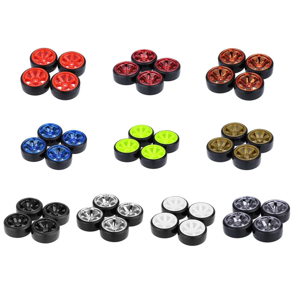 Chanmoo Lot de 4 pneus de route 1/10 RC et jantes en plastique 12 mm Hex OD 67 mm pour voiture de course de rallye à l'échelle 1