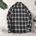 Yfashion Men Cotton Plaid Printing Shirt Fashionable Simple Large Size Casual Loose T-shirt Long Sleeves Cardigan Tops. 