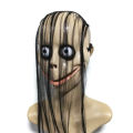 New Halloween Horror With Long Hair Mo Mo Mask Funny Mask V-Shaped Mouth Mask With Hair Female Ghost Mask Roleplay Mo Mask Masks. 