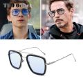 Tony Stark Sunglasses Men Vintage Retro Men's Glasses Iron Man 3 Sunglases Yellow Red Sun Glass 2019 Shades Men oculos W66218. 