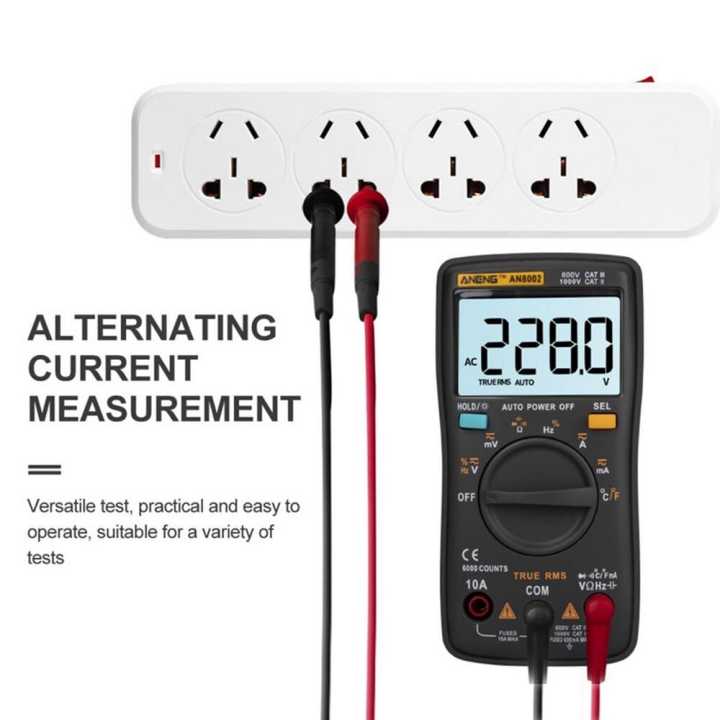 ANENG AN8002 6000 Counts True RMS Multifunctional Digital Multimeter Voltmeter Ammeter Handheld Mini Universal Meter High Accuracy Measure Temperature AC/DC Voltage AC/DC Current Resistance Capacitance Frequency Duty Cycle Diode Tester