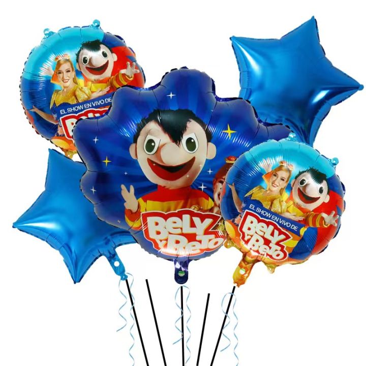 5pc El Show De Bely Y Beto Blue Vinyl Polyester Foil Balloons Baby Shower Children Birthday Party Decorations Helium Globos Toy